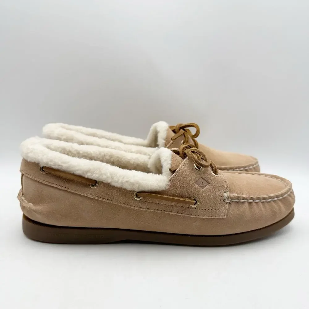 Sperry Womens Authentic Original 2 Eye Boat Shoes US 9 EU 40 Tan Suede NWOB